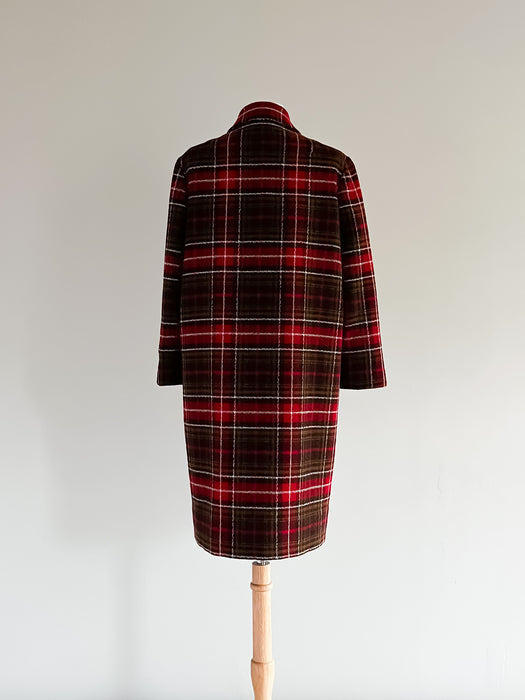 Gorgeous 1960's Pendleton Tartan Plaid Wool Coat / ML