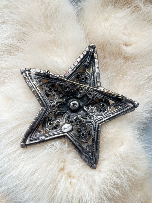 Rare 1950's Castlecliff Large Rhinestone Star Brooch