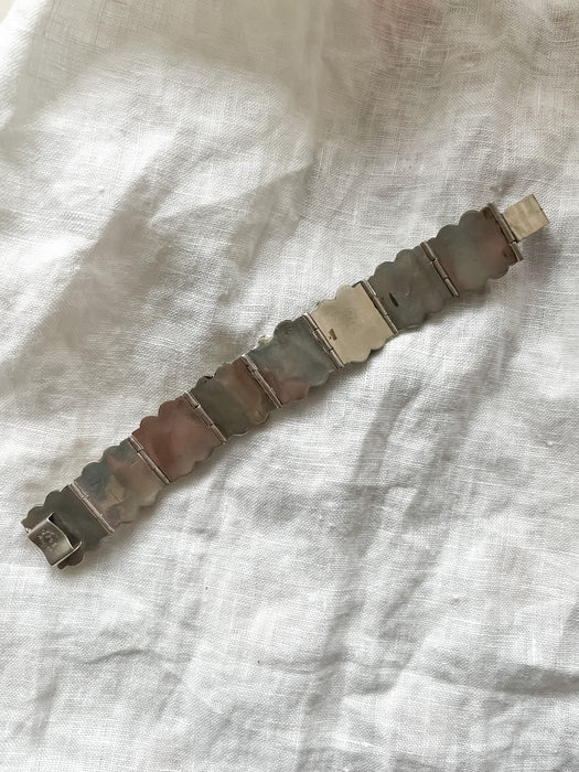 Gorgeous 1950's Silver Agate Bracelet Made in Mexico