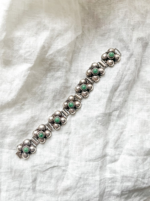 Stunning 1950's Silver and Agate Bracelet Made in Mexico