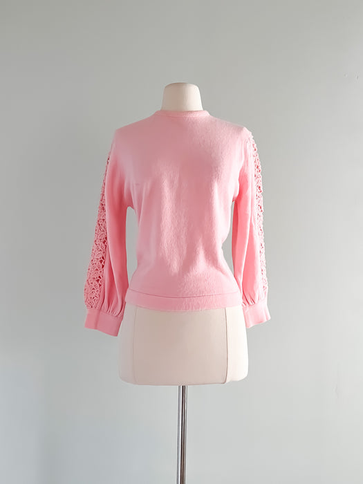 Baby Pink 1960's Full Fashioned Sweater / Medium