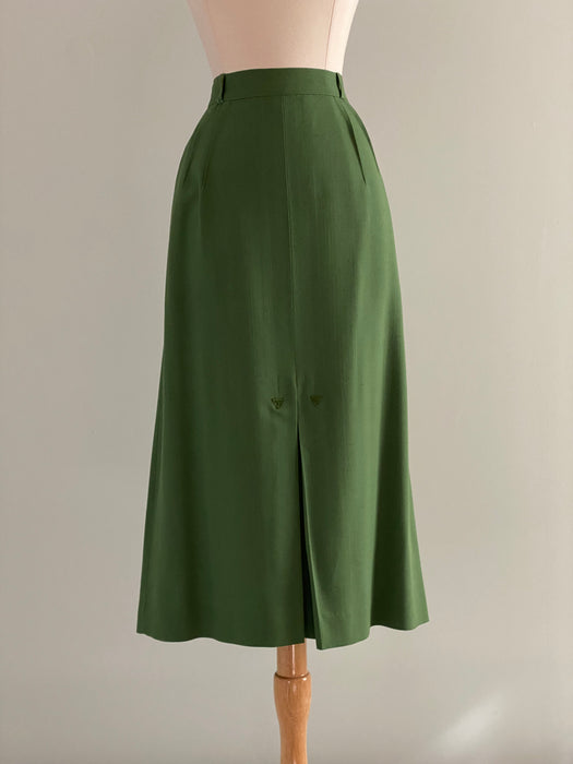 Vintage 1950's Moss Green Pencil Skirl by Century / Sz L