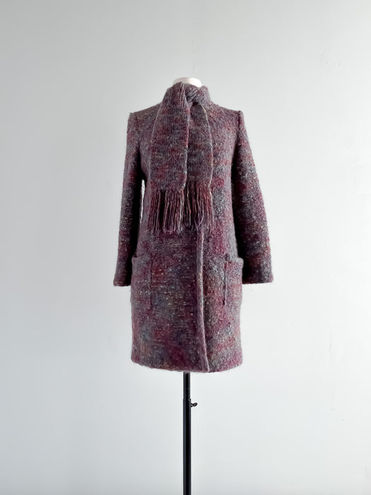 Beautiful 1970s Speckled Mohair Knit Sweater Coat / Sz M
