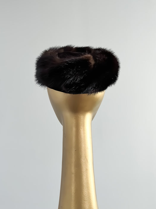 Gorgeous 60s Chestnut Mink Fur Pillbox Hat by Darcel / OS