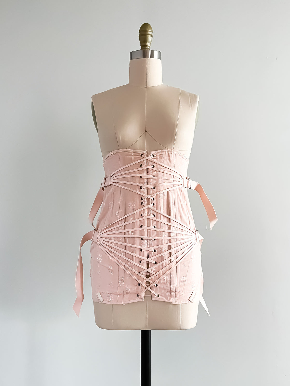 Sexy Pin up 1930-40's Antique Nude Pink Full Body Edwardian Girdle with  Garter Belt by Oia Trim size Large