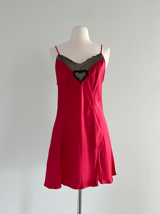 Sultry Vintage 90's Victoria's Secret Red Silk Slip Dress / Sz M