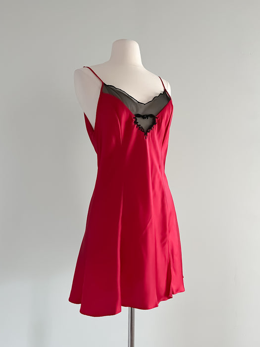 Sultry Vintage 90's Victoria's Secret Red Silk Slip Dress / Sz M