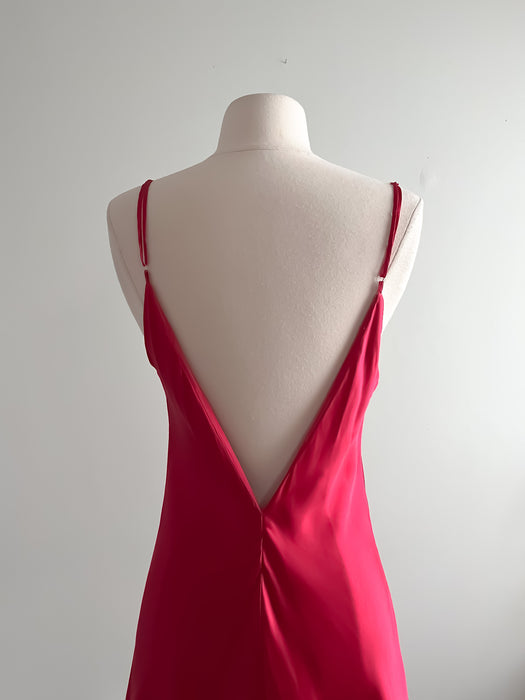 Sultry Vintage 90's Victoria's Secret Red Silk Slip Dress / Sz M