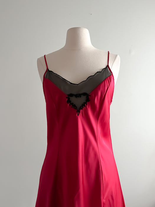 Sultry Vintage 90's Victoria's Secret Red Silk Slip Dress / Sz M