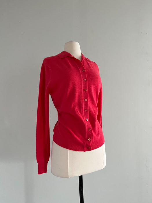 Lovely Strawberry Cashmere Cardigan Sweater / Sz M