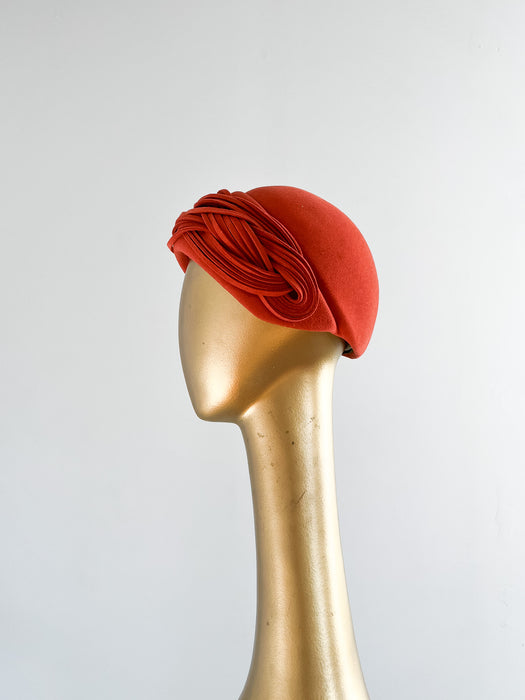 Gorgeous 1960's Terracotta Cloche Hat by Mr. John / OS