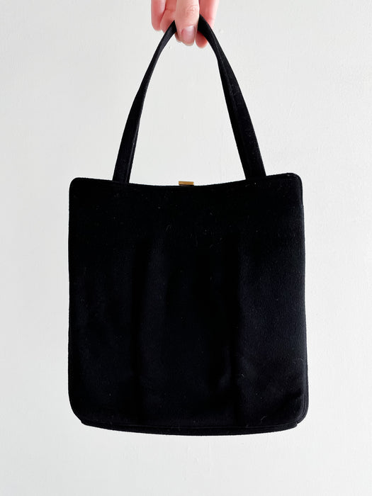 Classic 1950's Wool Little Black Handbag by Rosenfeld