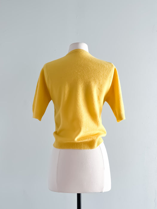 Lovely Canary Yellow Short Sleeve Pullover Knit Top  / Sz M
