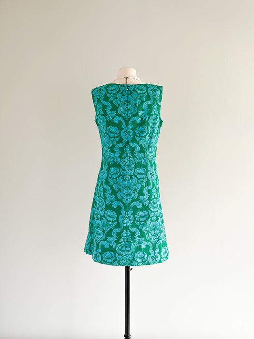 Amazing 1960's Green and Turquoise Paisley Cotton Sundress / Sz M