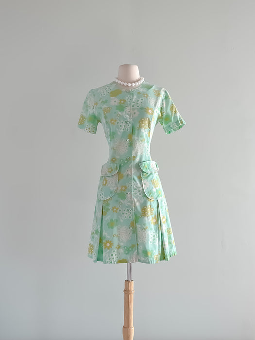 Amazing Mod Mint Vintage 1960's Cotton Day Dress / Sz M