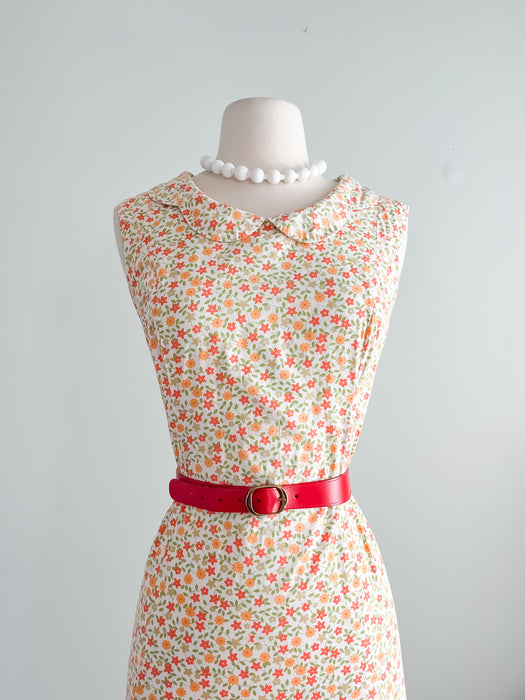 Sweetest 1960's Floral Cotton Sundress / Sz M