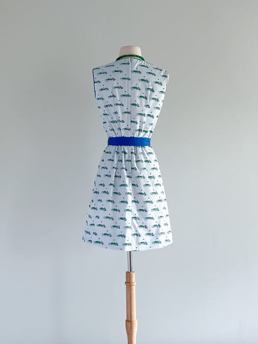 Pristine 1960's The Vested Gentress Novelty Print Mini Dress / Sz S/M