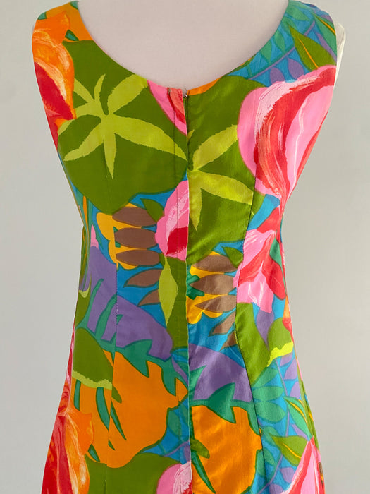 1960's Rhapsody by Glazier Print Polished Cotton Dress / Sz M