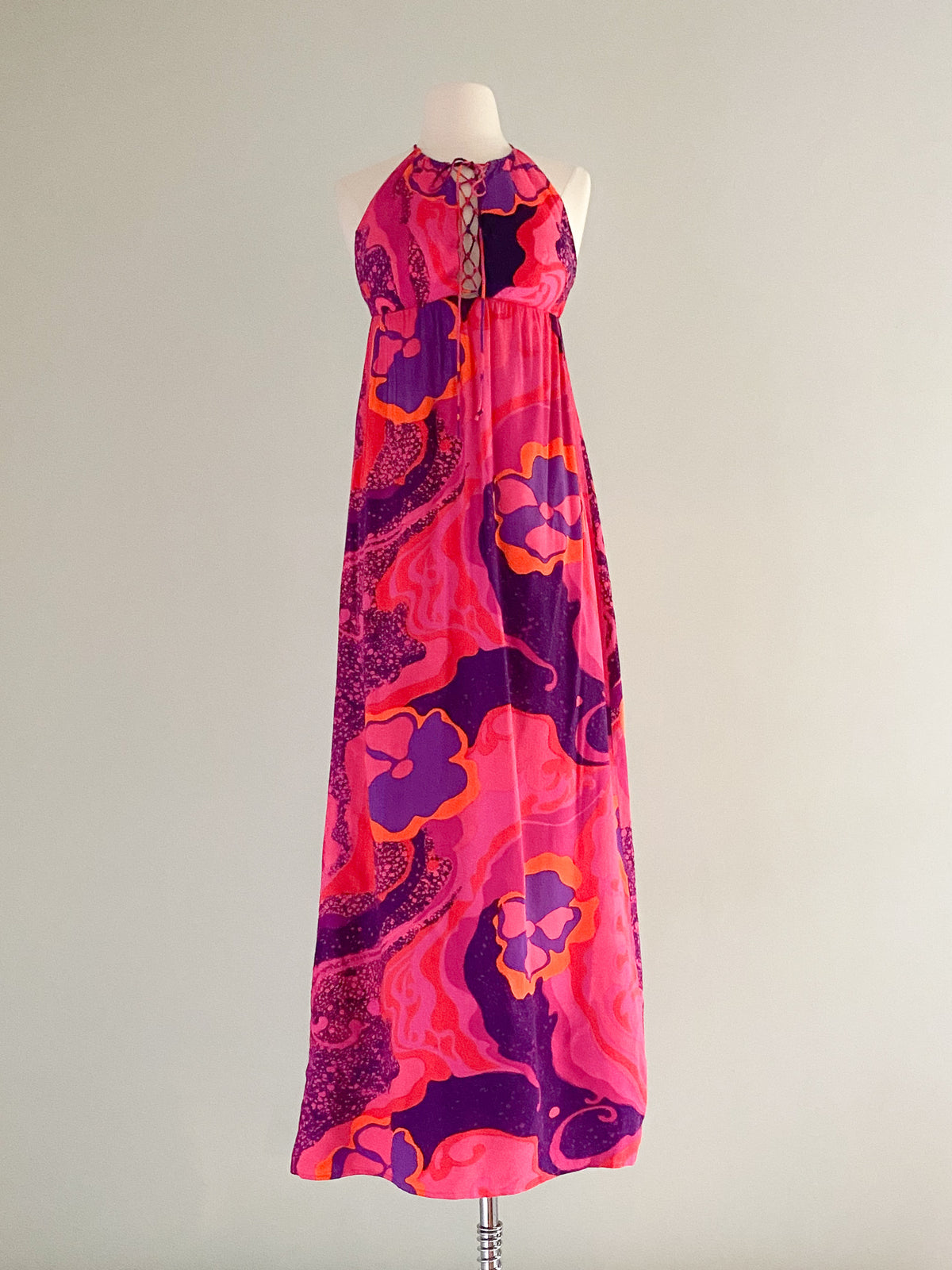 1960's Fumi's at Waikiki Print Cotton Maxi Dress / Sz S – Xtabay