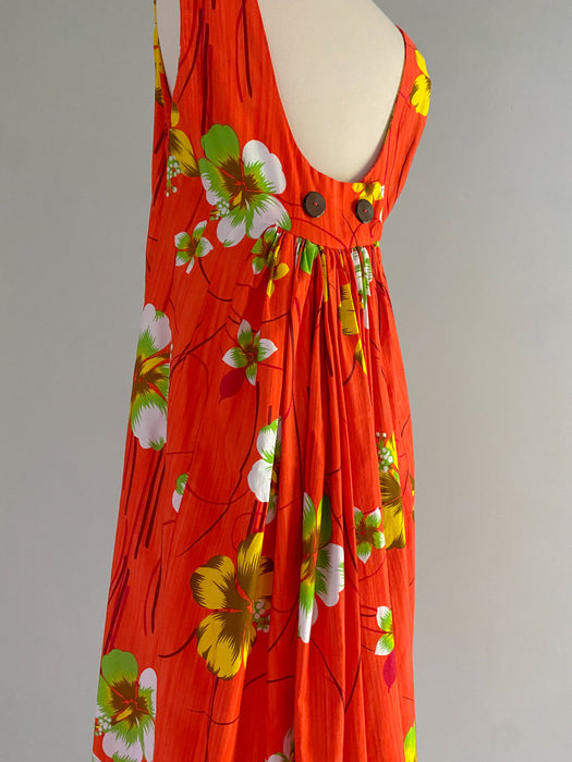 1960's Hawaiian Print Cotton His & Hers Shirt and Dress Set / Sz M/L