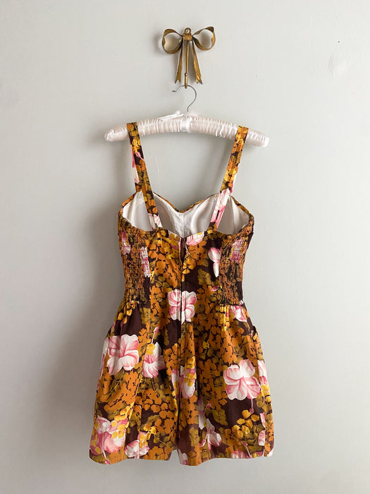 1950’s Kamehameha Pink Hibiscus Hawaiian Swimsuit Shirt Set / Sz S/M