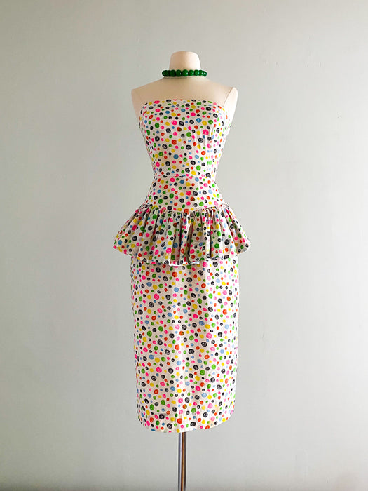 1980's Barboglio Polka Dot Cotton Party Dress / Sz S