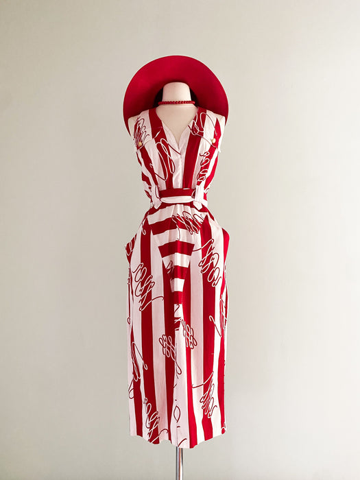 1980's Cherry Red Joseph Ribkoff Halter Dress / W 28