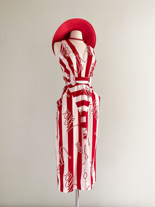 1980's Cherry Red Joseph Ribkoff Halter Dress / W 28