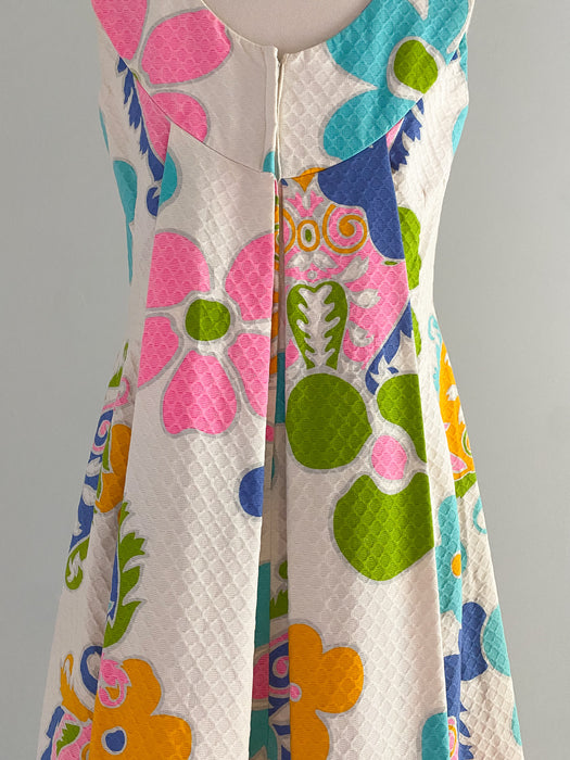 1960's Tori Richard Honolulu Floral Cotton Maxi Dress / Sz M/L