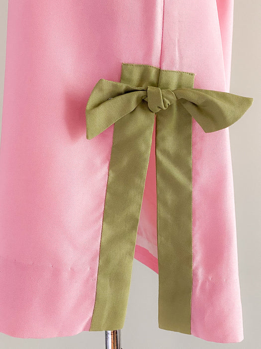 1960's Sandpiper by Tori Richards Baby Pink and Green Shift Dress / SM