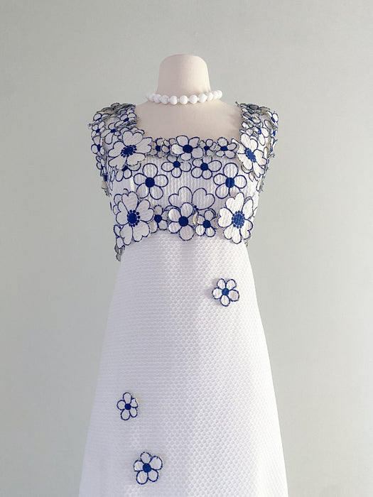 1960's Daisy Chain Maxi Dress by Rebecca / Sz ML