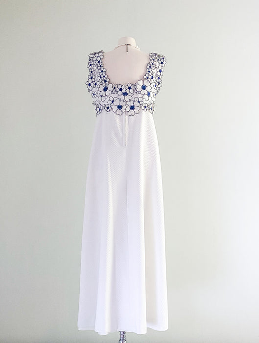 1960's Daisy Chain Maxi Dress by Rebecca / Sz ML