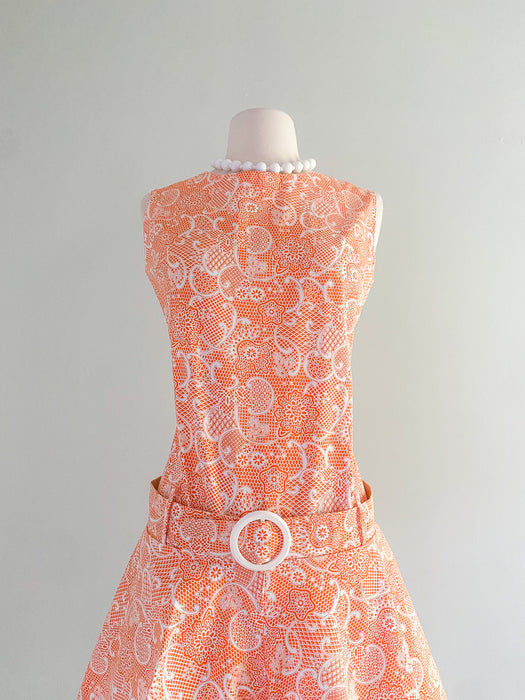 1960's Mod Girl Orange Creamsicle Romper / Sz M