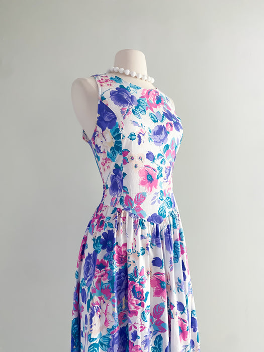 Sweetest 1980's Eber Rose Cotton Sundress / Sz S