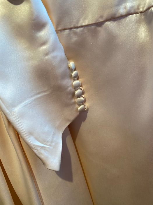 Vintage 1940's Gleaming Blush Slipper Satin Wedding Gown / Small