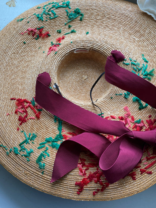 Straw Hat French Lady Hat French Natural Straw Lampshade Hat