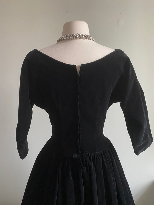 Darling 1950's Black Velvet Party Dress / Small