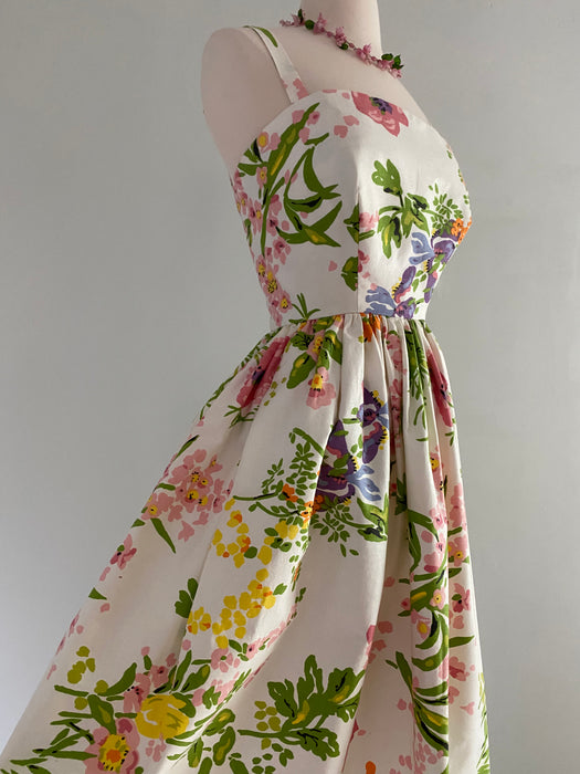 Vintage 1970's Victor Costa Midsummer Cotton Dress / XS