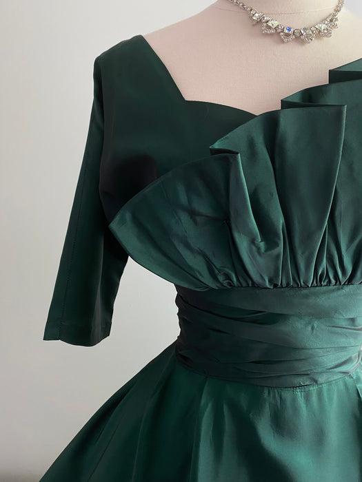1950's Suzy Perette Emerald Green Party Dress / Small