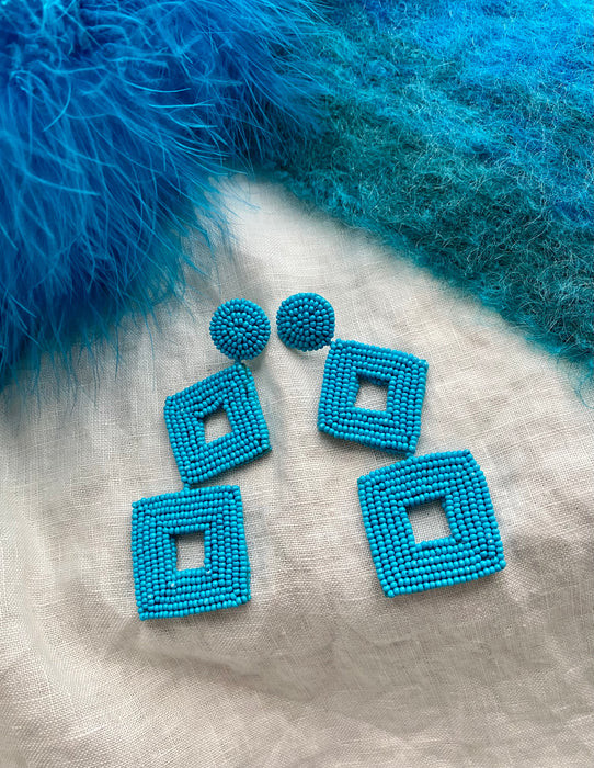 Turquoise Beaded Statement Earrings