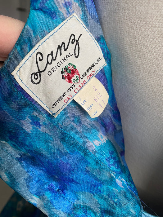 Beautiful Late 50's Lanz Silk Organza Cocktail Dress / XS
