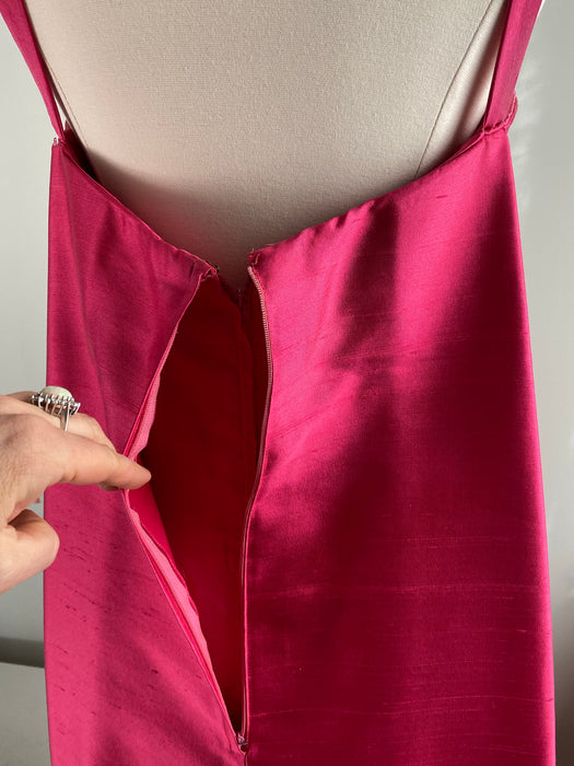 Stunning 1960's SHOCKING Pink Silk Evening Gown / Waist 30