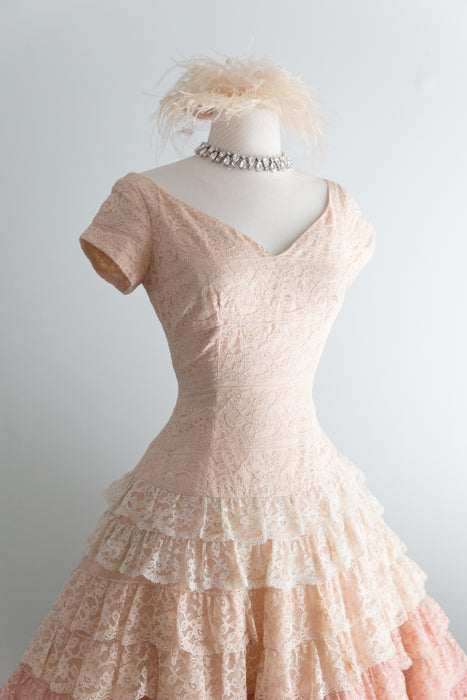 Stunning 1950's Ombre Lace Party Dress / Waist 26