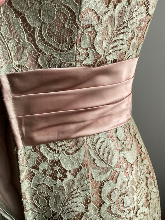 Stunning 1950's Pistachio Fantasy Lace Wiggle Dress / Waist 28