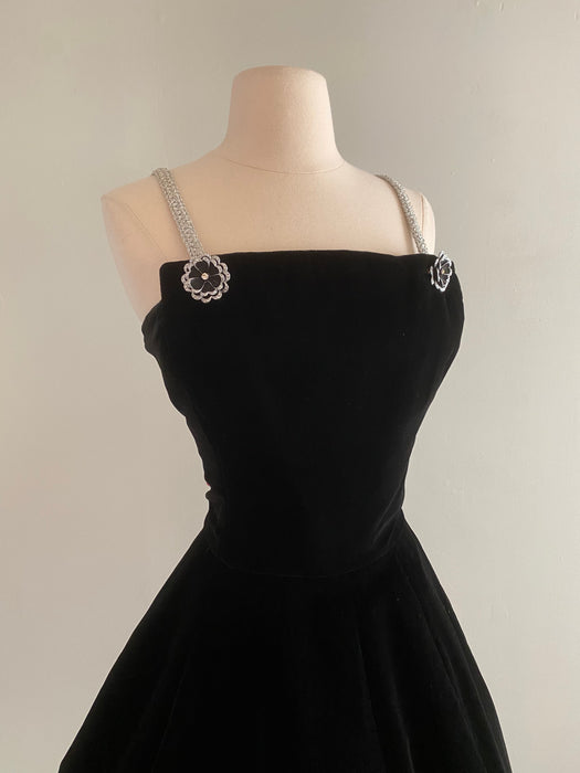 Fabulous 1950's Suzy Perette  Black Velvet Party Dress / M