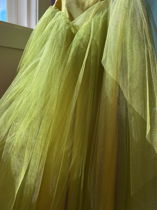 Woodland Nymph 1950's Chartreuse Tulle Party Dress / Small