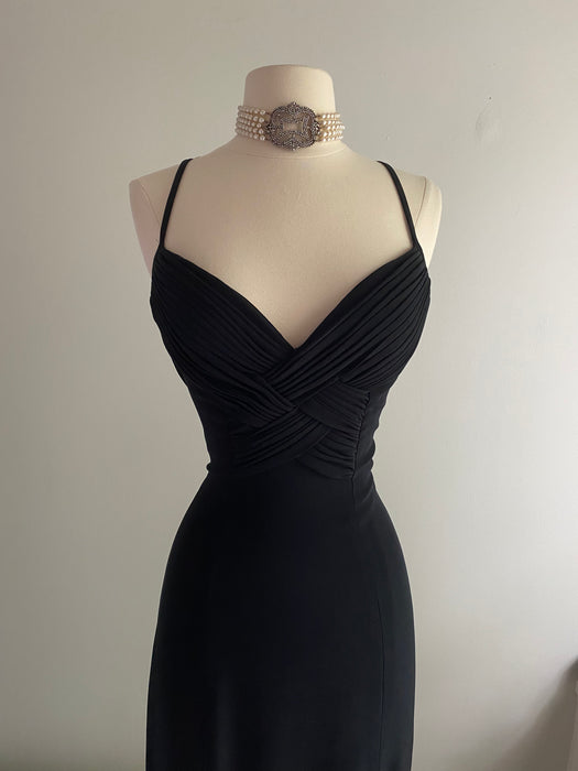 madame x cocktail dress Vintage Madame X Style Black Evening Gown / Size 8 Xtabay Vintage