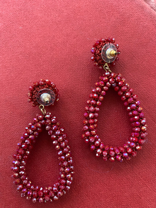Cranberry Aurora Beaded Statement Earrings