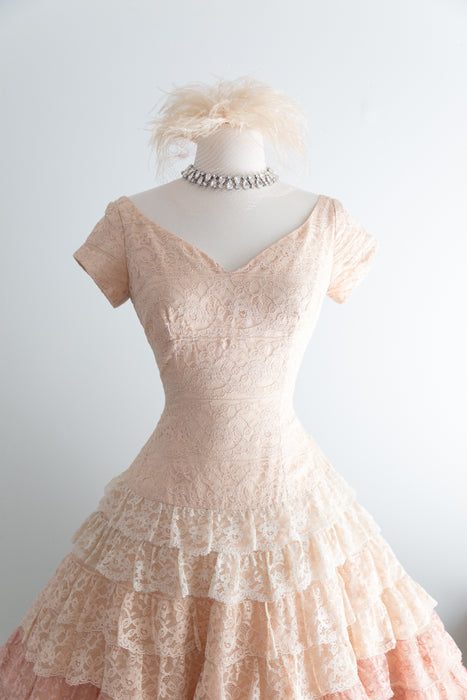 Stunning 1950's Ombre Lace Party Dress / Waist 26