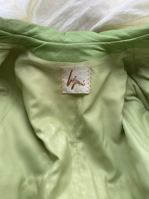 Vintage 1960's Matcha Green Leather Coat By Bonnie Cashin / ML